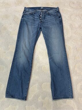 7 For All Mankind Standard Jeans Mens Medium Wash Straight Blue Button Fly 32x31